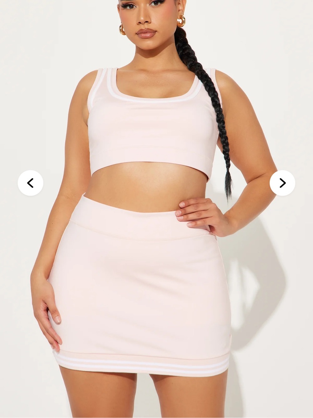 Light Pink Active Mini Skirt with Subtle Stripe Hem with Top Fashion Nova Set